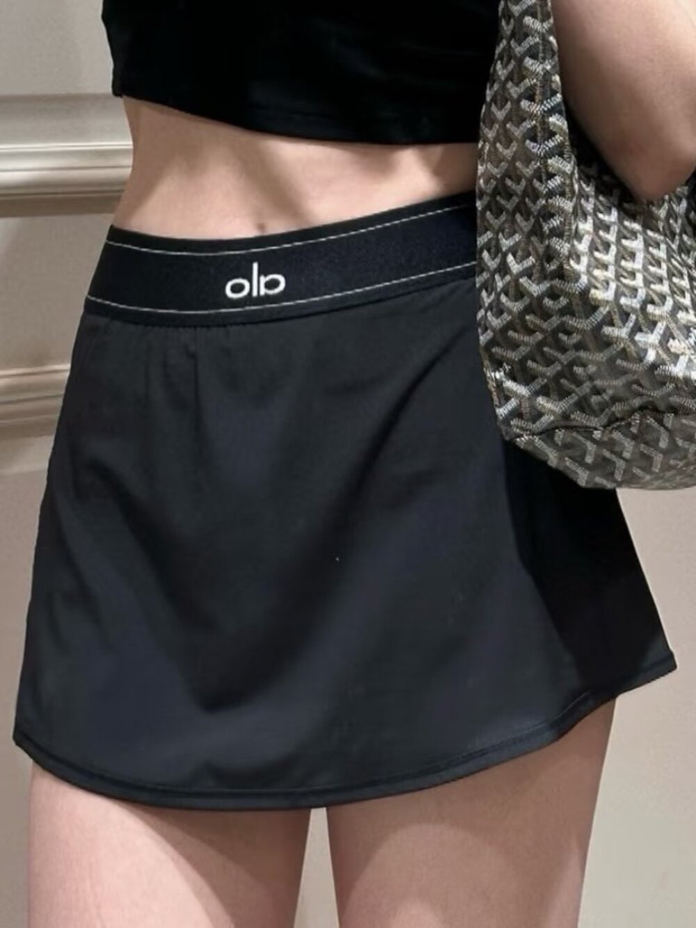 🦓Alo Yoga Match Point Tennis Skirt Black😎sports/Leisure/Fashion